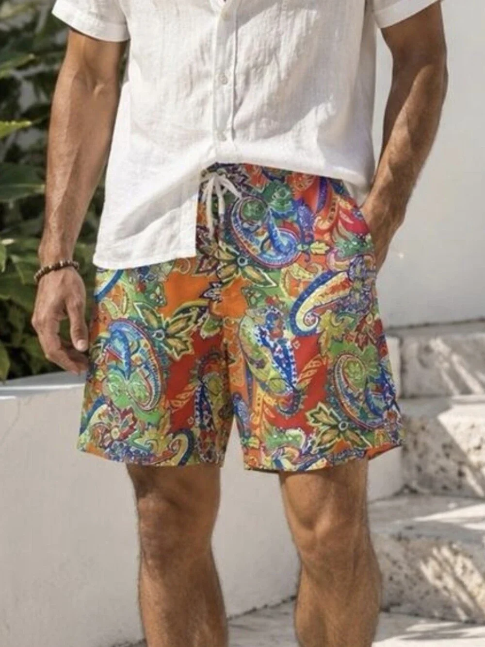 Vtg 90s Polo Ralph Lauren Paisley Multi Swim Trunks Beach Coastal Spring Summer